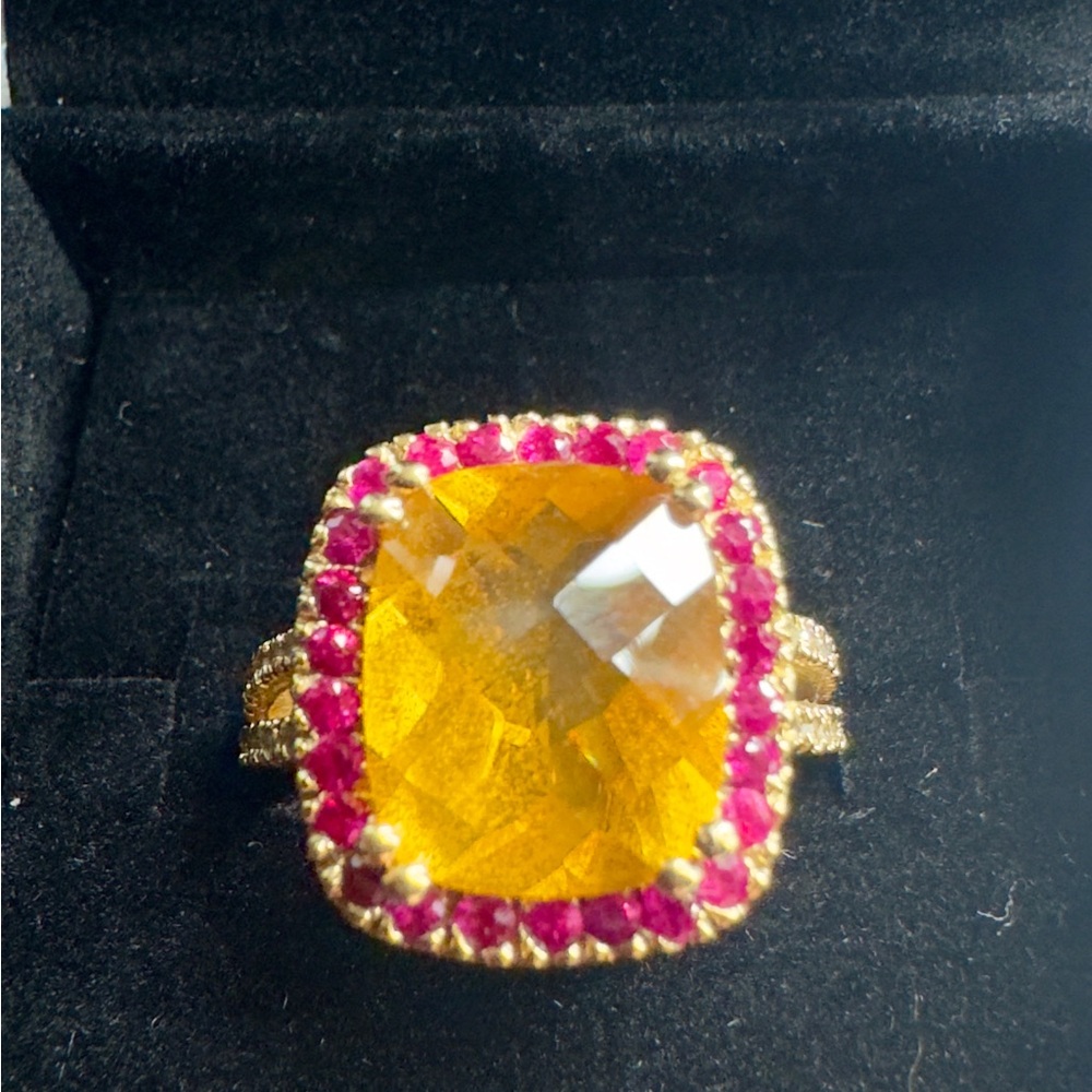 Modern Citrine and Diamond Dress Ring